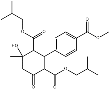 diisobutyl 4-hydroxy-2-[4-(methoxycarbonyl)phenyl]-4-methyl-6-oxo-1,3-cyclohexanedicarboxylate Struktur