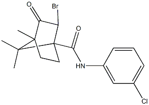 2-bromo-N-(3-chlorophenyl)-4,7,7-trimethyl-3-oxobicyclo[2.2.1]heptane-1-carboxamide Struktur