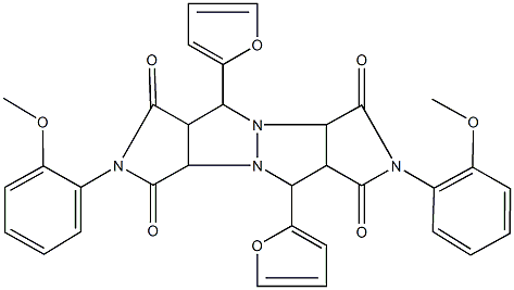 5,10-di(2-furyl)-2,7-bis(2-methoxyphenyl)tetrahydropyrrolo[3,4-c]pyrrolo[3',4':4,5]pyrazolo[1,2-a]pyrazole-1,3,6,8(2H,3aH,5H,7H)-tetrone Struktur