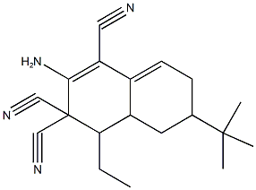 2-amino-6-tert-butyl-4-ethyl-4a,5,6,7-tetrahydro-1,3,3(4H)-naphthalenetricarbonitrile Struktur