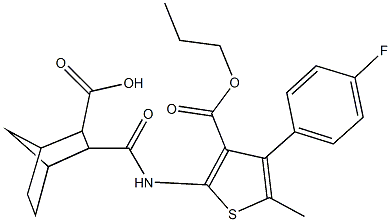 3-({[4-(4-fluorophenyl)-5-methyl-3-(propoxycarbonyl)thien-2-yl]amino}carbonyl)bicyclo[2.2.1]heptane-2-carboxylic acid Struktur