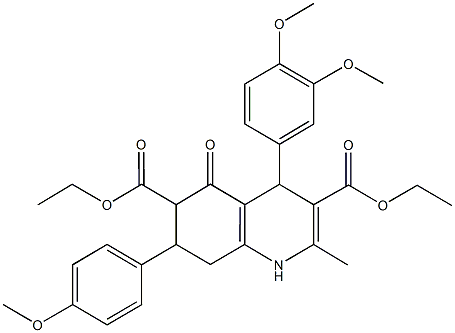 diethyl 4-(3,4-dimethoxyphenyl)-7-(4-methoxyphenyl)-2-methyl-5-oxo-1,4,5,6,7,8-hexahydro-3,6-quinolinedicarboxylate Struktur