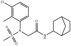 N-bicyclo[2.2.1]hept-2-yl-2-[3-chloro-2-methyl(methylsulfonyl)anilino]acetamide Struktur