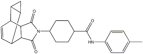 4-(3,5-dioxo-4-azatetracyclo[5.3.2.0~2,6~.0~8,10~]dodec-11-en-4-yl)-N-(4-methylphenyl)cyclohexanecarboxamide Struktur