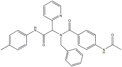 4-(acetylamino)-N-benzyl-N-[2-oxo-1-(2-pyridinyl)-2-(4-toluidino)ethyl]benzamide Struktur