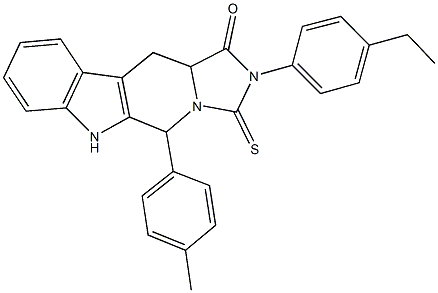 2-(4-ethylphenyl)-5-(4-methylphenyl)-3-thioxo-2,3,5,6,11,11a-hexahydro-1H-imidazo[5',1':6,1]pyrido[3,4-b]indol-1-one Struktur