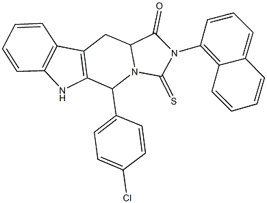 5-(4-chlorophenyl)-2-(1-naphthyl)-3-thioxo-2,3,5,6,11,11a-hexahydro-1H-imidazo[5',1':6,1]pyrido[3,4-b]indol-1-one Struktur