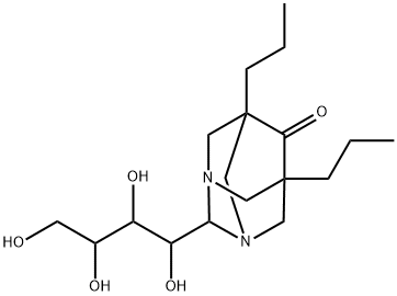 5,7-dipropyl-2-(1,2,3,4-tetrahydroxybutyl)-1,3-diazatricyclo[3.3.1.1~3,7~]decan-6-one Struktur