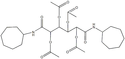 2,3-bis(acetyloxy)-1-[1-(acetyloxy)-2-(cycloheptylamino)-2-oxoethyl]-4-(cycloheptylamino)-4-oxobutyl acetate Struktur