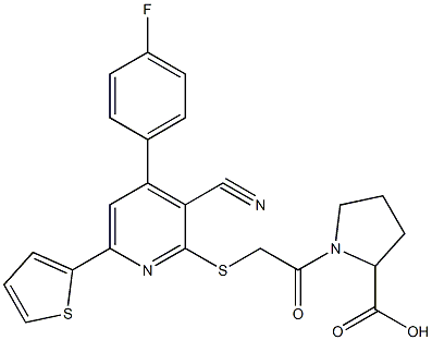 1-({[3-cyano-4-(4-fluorophenyl)-6-(2-thienyl)-2-pyridinyl]sulfanyl}acetyl)proline Struktur