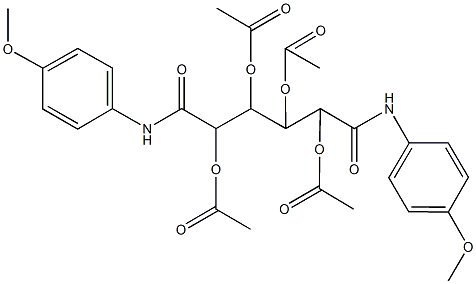 2,3-bis(acetyloxy)-1-[1-(acetyloxy)-2-(4-methoxyanilino)-2-oxoethyl]-4-(4-methoxyanilino)-4-oxobutyl acetate Struktur