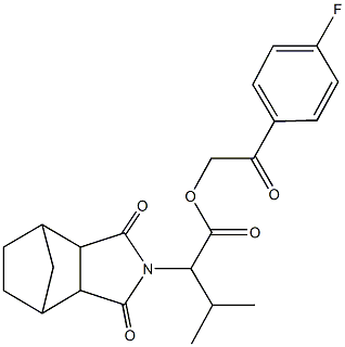 2-(4-fluorophenyl)-2-oxoethyl 2-(3,5-dioxo-4-azatricyclo[5.2.1.0~2,6~]dec-4-yl)-3-methylbutanoate Struktur