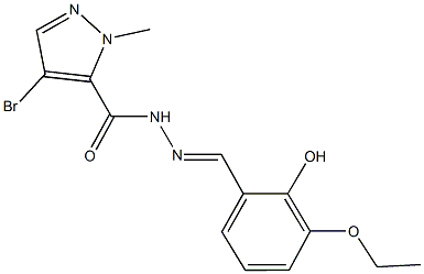 4-bromo-N'-(3-ethoxy-2-hydroxybenzylidene)-1-methyl-1H-pyrazole-5-carbohydrazide Struktur