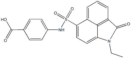 4-{[(1-ethyl-2-oxo-1,2-dihydrobenzo[cd]indol-6-yl)sulfonyl]amino}benzoic acid Struktur