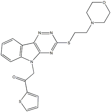 2-(3-{[2-(4-morpholinyl)ethyl]sulfanyl}-5H-[1,2,4]triazino[5,6-b]indol-5-yl)-1-(2-thienyl)ethanone Struktur