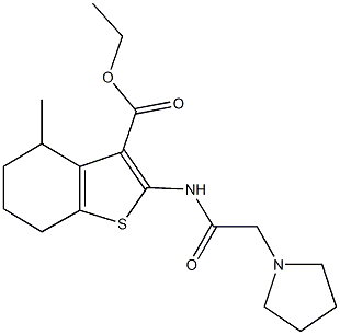 ethyl 4-methyl-2-[(1-pyrrolidinylacetyl)amino]-4,5,6,7-tetrahydro-1-benzothiophene-3-carboxylate Struktur