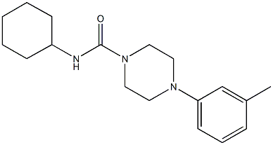 N-cyclohexyl-4-(3-methylphenyl)-1-piperazinecarboxamide Struktur