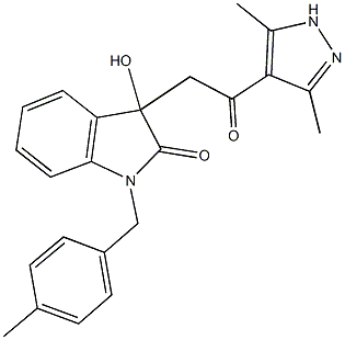 3-[2-(3,5-dimethyl-1H-pyrazol-4-yl)-2-oxoethyl]-3-hydroxy-1-(4-methylbenzyl)-1,3-dihydro-2H-indol-2-one Struktur