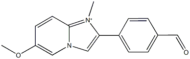 2-(4-formylphenyl)-6-methoxy-1-methylimidazo[1,2-a]pyridin-1-ium Struktur