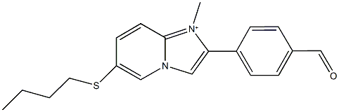 6-(butylsulfanyl)-2-(4-formylphenyl)-1-methylimidazo[1,2-a]pyridin-1-ium Struktur