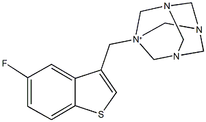 1-[(5-fluoro-1-benzothien-3-yl)methyl]-3,5,7-triaza-1-azoniatricyclo[3.3.1.1~3,7~]decane Struktur