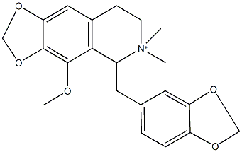 5-(1,3-benzodioxol-5-ylmethyl)-4-methoxy-6,6-dimethyl-5,6,7,8-tetrahydro-6lambda~5~-[1,3]dioxolo[4,5-g]isoquinoline Struktur