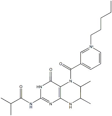 3-[(2-(isobutyrylamino)-6,7-dimethyl-4-oxo-4,6,7,8-tetrahydro-5(3H)-pteridinyl)carbonyl]-1-pentylpyridinium Struktur