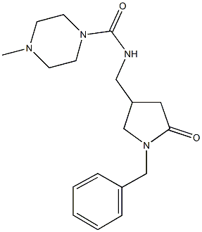 N-[(1-benzyl-5-oxo-3-pyrrolidinyl)methyl]-4-methyl-1-piperazinecarboxamide Struktur