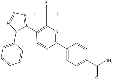 4-[5-(1-phenyl-1H-tetraazol-5-yl)-4-(trifluoromethyl)-2-pyrimidinyl]benzamide Struktur