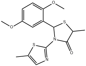 2-(2,5-dimethoxyphenyl)-5-methyl-3-(5-methyl-1,3-thiazol-2-yl)-1,3-thiazolidin-4-one Struktur