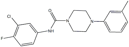 N-(3-chloro-4-fluorophenyl)-4-(3-methylphenyl)-1-piperazinecarboxamide Struktur