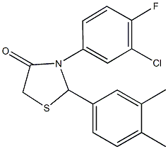 3-(3-chloro-4-fluorophenyl)-2-(3,4-dimethylphenyl)-1,3-thiazolidin-4-one Struktur