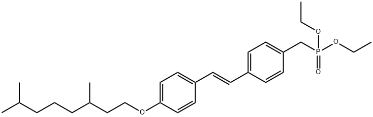 diethyl 4-(2-{4-[(3,7-dimethyloctyl)oxy]phenyl}vinyl)benzylphosphonate Struktur