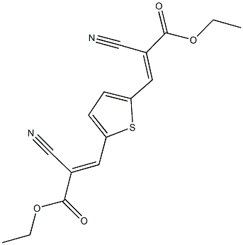 ethyl 2-cyano-3-[5-(2-cyano-3-ethoxy-3-oxo-1-propenyl)-2-thienyl]acrylate Struktur