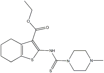 ethyl 2-{[(4-methyl-1-piperazinyl)carbothioyl]amino}-4,5,6,7-tetrahydro-1-benzothiophene-3-carboxylate Struktur