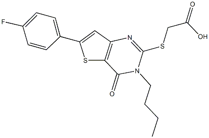 {[3-butyl-6-(4-fluorophenyl)-4-oxo-3,4-dihydrothieno[3,2-d]pyrimidin-2-yl]sulfanyl}acetic acid Struktur