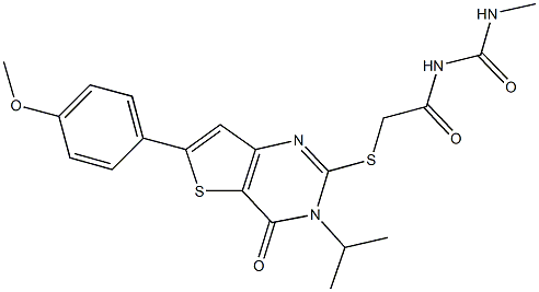 N-({[3-isopropyl-6-(4-methoxyphenyl)-4-oxo-3,4-dihydrothieno[3,2-d]pyrimidin-2-yl]sulfanyl}acetyl)-N'-methylurea Struktur