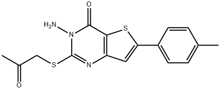 3-amino-6-(4-methylphenyl)-2-[(2-oxopropyl)sulfanyl]thieno[3,2-d]pyrimidin-4(3H)-one Struktur