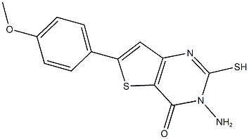 3-amino-6-(4-methoxyphenyl)-2-sulfanylthieno[3,2-d]pyrimidin-4(3H)-one Struktur