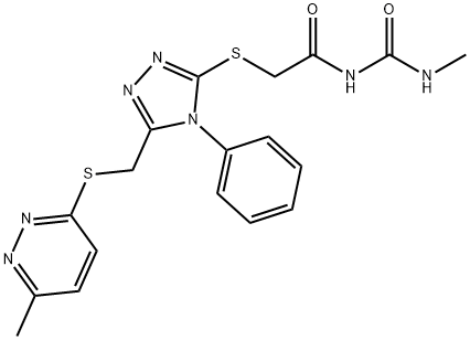 N-methyl-N'-{[(5-{[(6-methyl-3-pyridazinyl)sulfanyl]methyl}-4-phenyl-4H-1,2,4-triazol-3-yl)sulfanyl]acetyl}urea Struktur