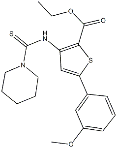 ethyl 5-(3-methoxyphenyl)-3-[(1-piperidinylcarbothioyl)amino]-2-thiophenecarboxylate Struktur