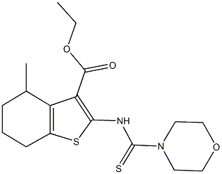 ethyl 4-methyl-2-[(4-morpholinylcarbothioyl)amino]-4,5,6,7-tetrahydro-1-benzothiophene-3-carboxylate Struktur