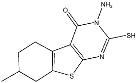 3-amino-7-methyl-2-sulfanyl-5,6,7,8-tetrahydro[1]benzothieno[2,3-d]pyrimidin-4(3H)-one Struktur