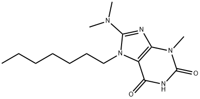 8-(dimethylamino)-7-heptyl-3-methyl-3,7-dihydro-1H-purine-2,6-dione Struktur