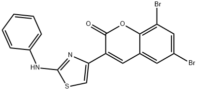 3-(2-anilino-1,3-thiazol-4-yl)-6,8-dibromo-2H-chromen-2-one Struktur