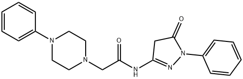 N-(5-oxo-1-phenyl-4,5-dihydro-1H-pyrazol-3-yl)-2-(4-phenyl-1-piperazinyl)acetamide Struktur