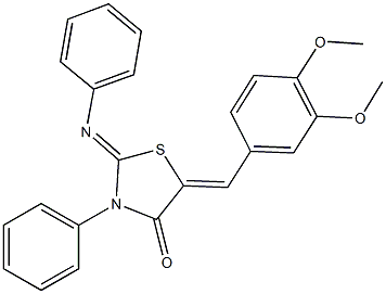 5-(3,4-dimethoxybenzylidene)-3-phenyl-2-(phenylimino)-1,3-thiazolidin-4-one Struktur