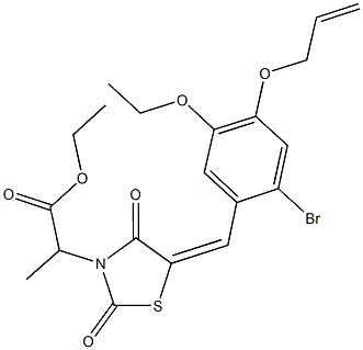 ethyl 2-{5-[4-(allyloxy)-2-bromo-5-ethoxybenzylidene]-2,4-dioxo-1,3-thiazolidin-3-yl}propanoate Struktur