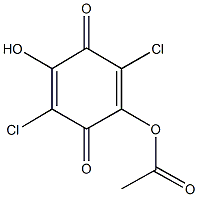 2,5-dichloro-4-hydroxy-3,6-dioxo-1,4-cyclohexadien-1-yl acetate Struktur