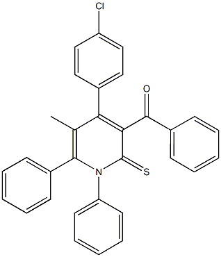 [4-(4-chlorophenyl)-5-methyl-1,6-diphenyl-2-thioxo-1,2-dihydro-3-pyridinyl](phenyl)methanone Struktur